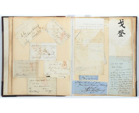 A VICTORIAN AUTOGRAPH ALBUM&nbsp;OF AUTOGRAPH LETTERS SIGNED, SIGNED PIECES AND SIGNATURES, 18TH AND 19TH C&nbsp;including&nb