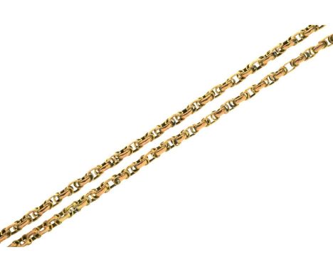 A GOLD LONG CHAIN, LATE 19TH C&nbsp; approx 155cm, marked 9ct, 27.5g Light wear consistent with age, no damage or repair obse