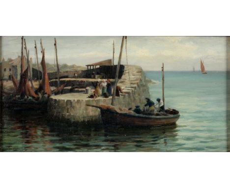 THOMAS MELDRUM, NSA (1856-1900) WHITBY HARBOUR&nbsp; oil on canvas, 23 x 14cm Light craqueleur and minute spot of flaking ext