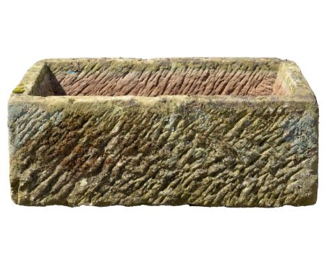 A SANDSTONE TROUGH, 19TH C&nbsp; drain hole at one end, 33cm h; 50 x 91cm Good condition