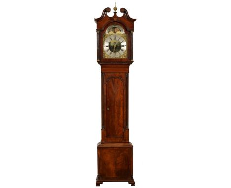 A&nbsp; MAHOGANY EIGHT DAY LONGCASE CLOCK JOHN WYLD NOTTINGHAM&nbsp; the brass dial with date aperture and painted with a woo