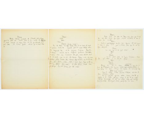 SARTRE (JEAN PAUL) MANUSCRIPT&nbsp; WORKING DIALOGUE BETWEEN JOHANNA AND WERNER FROM SARTRE'S PLAY LES SEQUESTRE D'ALTONA&nbs