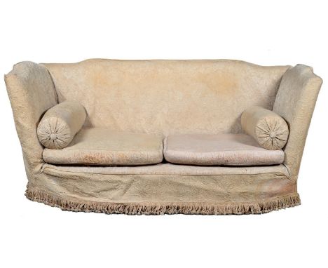 AN UNUSUALLY LARGE SOFA, C1930&nbsp; with high back and sides, upholstered in 17th c style mushroom ground floral machine tap