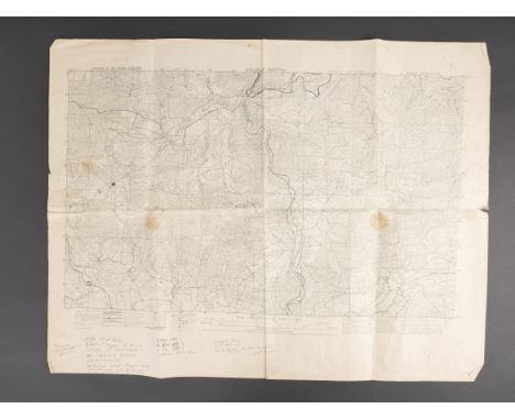 Carte annotee de la 82eme Airborne du secteur de Trois-Ponts. Carte en papier. Marquages Vielsalm North Edition of Oct 1944 S
