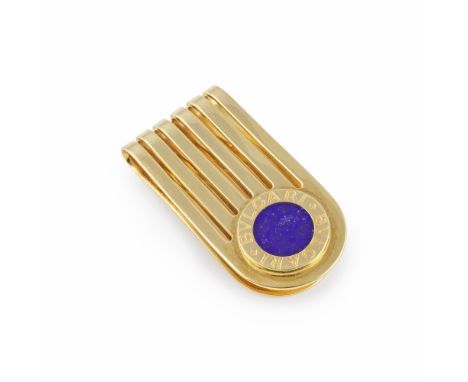 BULGARI: PINCE À BILLETS 'BVLGARI BVLGARI' LAPIS-LAZULIDécorée d'une plaque ronde en lapis-lazuli entourée de l'inscription '