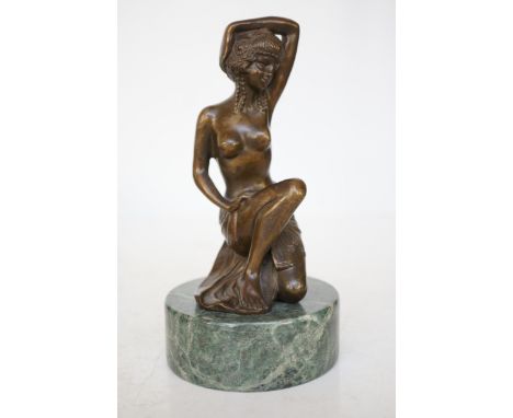 Bronze figure of an art deco nude lady on a marble base Height 21 cm 