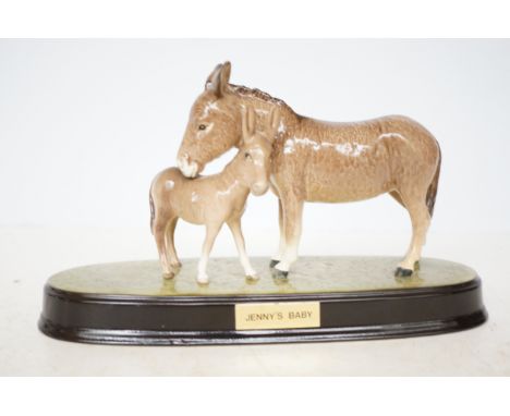 Beswick donkey & foal on ceramic base (Jenny's baby)