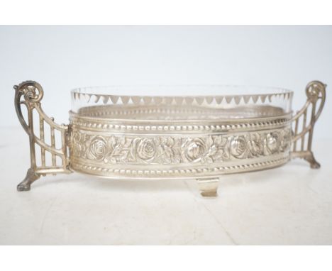 Art nouveau centre piece silver plated with rose design 36 cm wide 