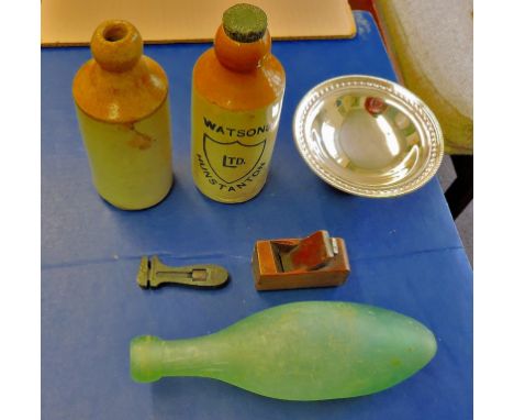 Various items  Including silver-plate, ginger beer including Watsons of Hunstanton, model plane, tools etc.