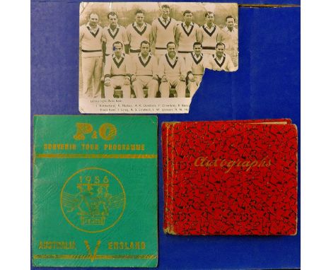 Cricket - 1956 Australia v England Souvenir Tour Programme With pictures autographed. Rusted staples, but good clean copy, au