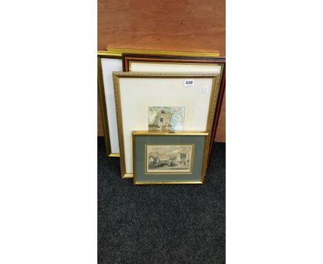 QUANTITY OF PRINTS AND WATERCOLOUR 
