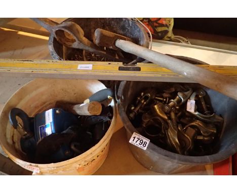 Three tubs of mixed tools and fixings. Not available for in-house P&amp;P, contact Paul O'Hea at Mailboxes on 01925 659133 