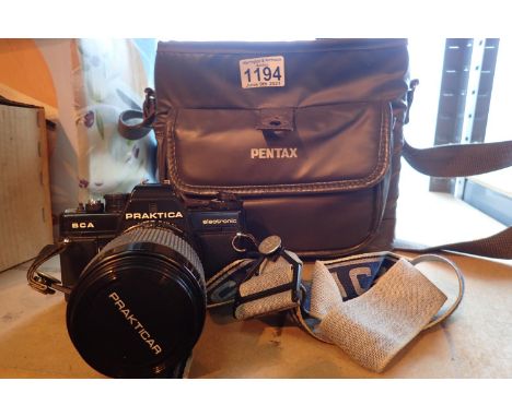 Praktika BCA electronic film camera with lenses and case. P&amp;P Group 2 (£18+VAT for the first lot and £3+VAT for subsequen