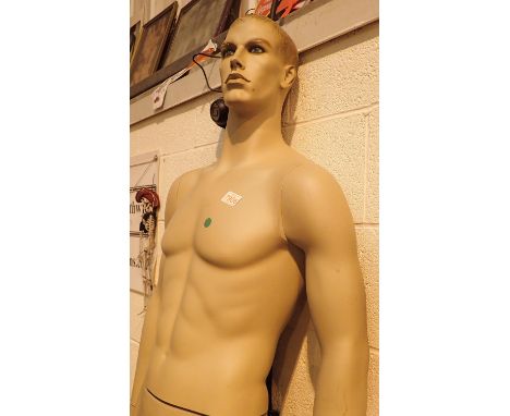 Life size male mannequin with stand (lacking fixing pole). Not available for in-house P&amp;P, contact Paul O'Hea at Mailboxe