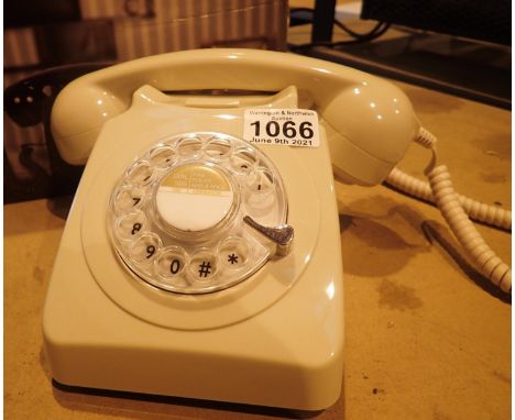 Ivory, GPO746 Retro rotary telephone replica of the 1970s classic, compatible with modern telephone banking and any standard 