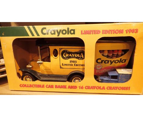 Boxed Crayola Crayon limited edition van and a blue and white Matchbox Ford van. P&amp;P Group 1 (£14+VAT for the first lot a