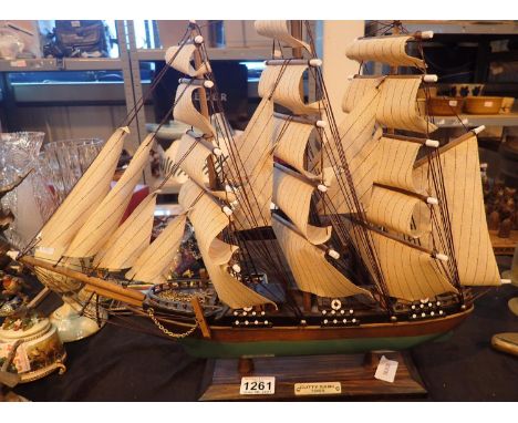 Scratch built four mast fully rigged Cutty Sark model ship. Not available for in-house P&amp;P, contact Paul O'Hea at Mailbox
