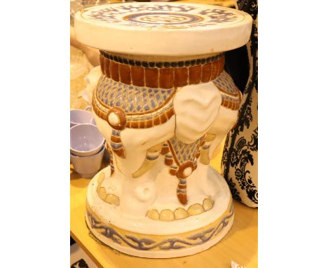 Large ceramic elephant garden stool. Not available for in-house P&amp;P, contact Paul O'Hea at Mailboxes on 01925 659133 