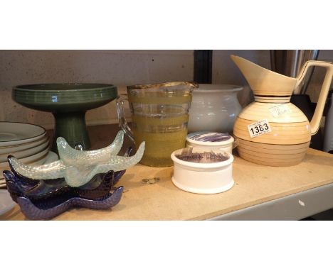 Shelf of mixed glass and ceramics. Not available for in-house P&amp;P, contact Paul O'Hea at Mailboxes on 01925 659133 