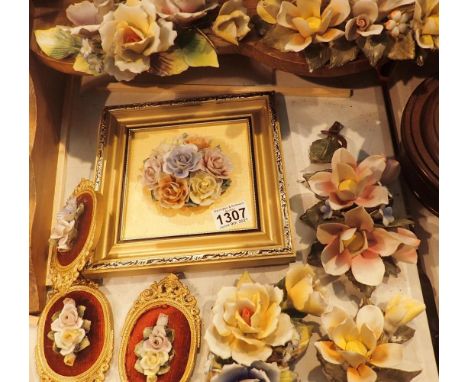 Capodimonte mixed ceramic floral displays. Not available for in-house P&amp;P, contact Paul O'Hea at Mailboxes on 01925 65913