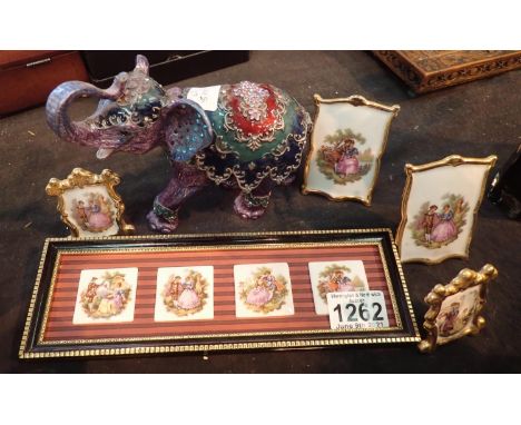 Limoges ceramics and an enamel elephant. Not available for in-house P&amp;P, contact Paul O'Hea at Mailboxes on 01925 659133 