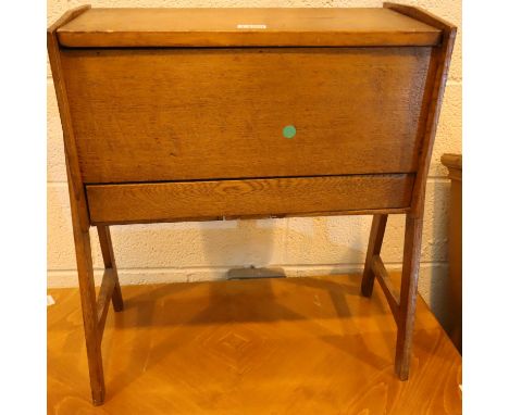 Vintage pine lidded sewing box. L: 60 cm. Not available for in-house P&amp;P, contact Paul O'Hea at Mailboxes on 01925 659133