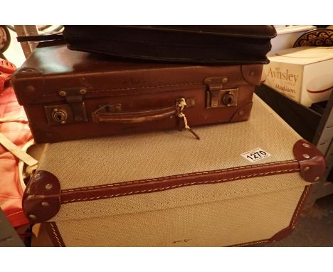 Two vintage suitcases and a cased executive office golf set. Not available for in-house P&amp;P, contact Paul O'Hea at Mailbo