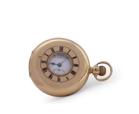 Second quarter of 20th century 18ct gold half hunter keyless lever watch, Kendall &amp; Dent London, makers to the Admiralty 