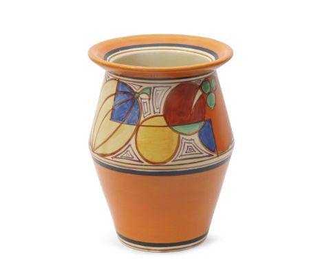 Clarice Cliff vase with the Melons pattern, Fantasque back stamp to base, 20cm high