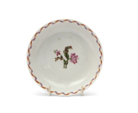 18th century Chinese porcelain saucer with floral design, 12cm diam