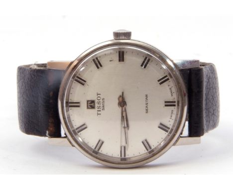 Third quarter of 20th century gents stainless steel cased Tissot "Seastar" wrist watch with silvered hands to a silvered dial