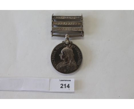 A BUCKINGHAMSHIRE YEOMANRY QSA WITH THREE BARS. A Queens South Africa Medal with bars Cape Colony-South Africa 1901 and South