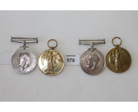 TWO LONDON REGT GT WAR PAIRS. 1. British war & Victory Medals named to 1497. Pte H P Humphries 2-Lond.R. 2. British War & Vic