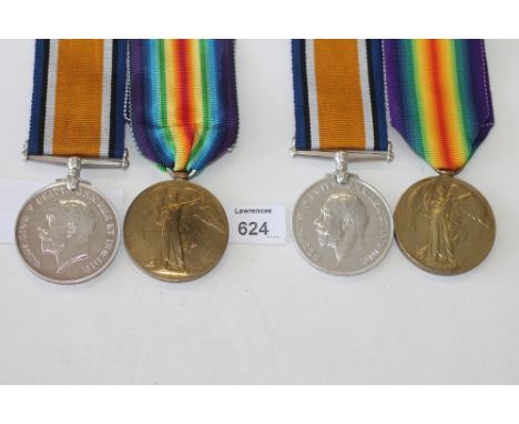 TWO GUARDS REGIMENT PAIRS. British War & Victory Medals named to 1. 17464 Pte E F Kirby C.Gds. (Ewart F Kirby)   2. A-Cpl F H