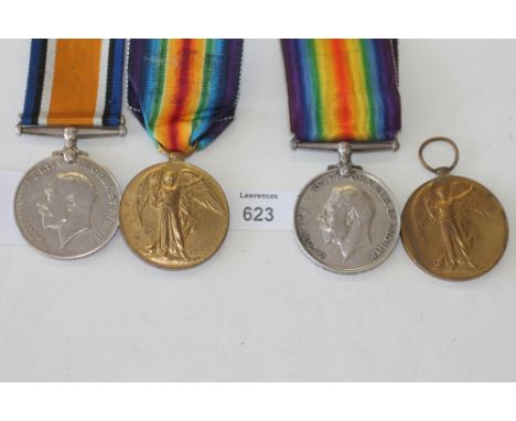 TWO GT WAR HOUSEHOLD BATTALION PAIRS. British War & Victory Medal pairs named to 1. 70 A-C.of H. E .M. Ash. Household B. (Ern