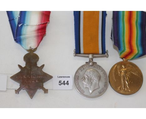 A MMGS-ROYAL ARTILLERY GT WAR TRIO. A 1914/15 Star named to 124 Gnr E G Sloggett M.M.G.S. British War & Victory Medals named 