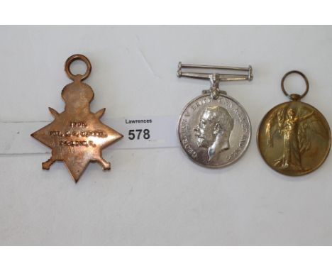 A 24th LONDON REGT GT WAR TRIO. A 1914/15 Star, British War & VIctory Medals named to 2705 Pte C R Carvil 24- Lond R. Charles