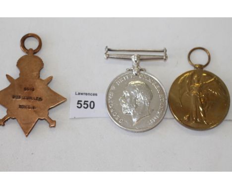 A SOMERSET LIGHT INFANTRY GT WAR TRIO. A 1914/15 Star, British War & Victory Medals named to 9569 Pte H Miller Som LI. Henry 