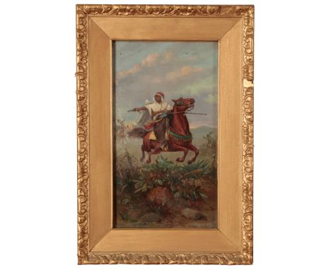 EMILE MARIN (1876-1940) A pair of studies of Arab warriors on horseback each signed lower left, oil on panel, each 27cm x 15c
