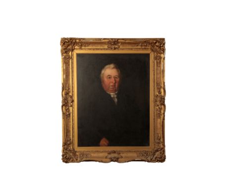 ENGLISH SCHOOL, 19TH CENTURY A portrait of a gentleman the sitter depicted half-length in an interior, oil on canvas, 90cm x 