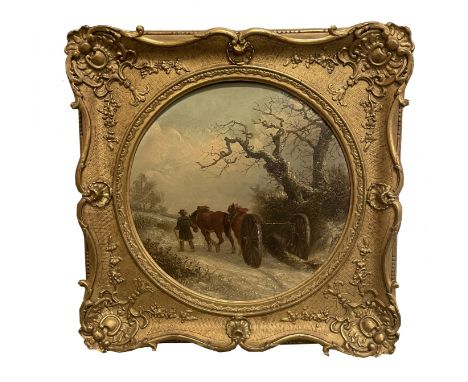 THOMAS SMYTHE (1825-1907) A SET OF FOUR COUNTRY SCENES each depicting a farmer and his draft horses, two views in snowy lands