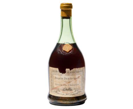 1 bottle Bisquit Dubouche Grande Fine Champagne Cognac 1884 Cognac Damaged shoulder button. Bin-soiled and damaged label. Lev