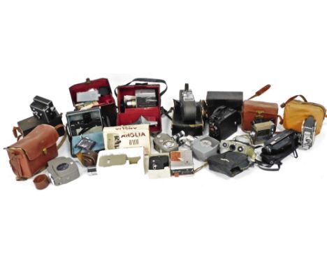 Vintage cine and movie cameras, including a Sankyo 8-Y movie camera, a Keystone K.4C 8mm camera, a Revere Eight model Seventy