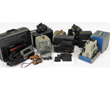 An Agfa Sonector LS2 Supereight sound projector, GB Equipment transformer type number 243, and further camera equipment, some