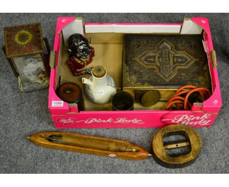Miscellaneous including a Victory V tin, Victorian family bible, money box, trench art canister etc (8)