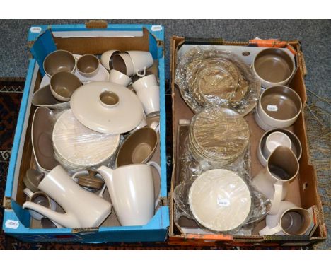 A service of Poole pottery Twin tone dinner wares,decorative ceramics and other items (five boxes)