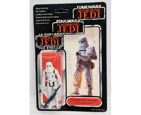 Palitoy Star Wars vintage Imperial Stormtrooper (Hoth Battle Gear) Trilogo ROTJ 70B clear dented bubble on unpunched Good plu