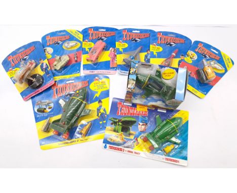 Carlton, Sound Tech, Corgi Thunderbirds figures including: Thunderbird 1,2,3,4,5, FAB 1, Desperate Intruder (plastic lifting 