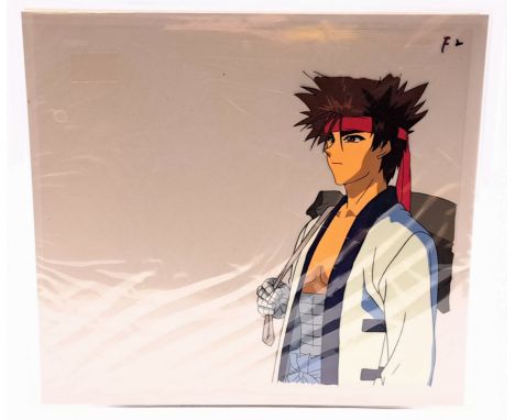 Rurouni Kenshin Sanosuke production cel and sketch, Near Mint.