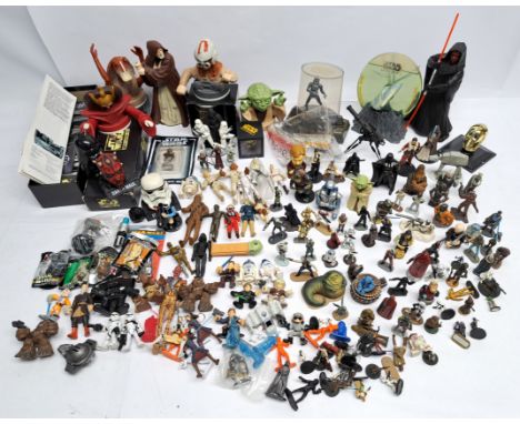 Quantity of DeAgostini Star Wars Diecast figurines in mixed lot with Bust-ups, vintage loose figures, Bend-ems, Bearbrick, Cu